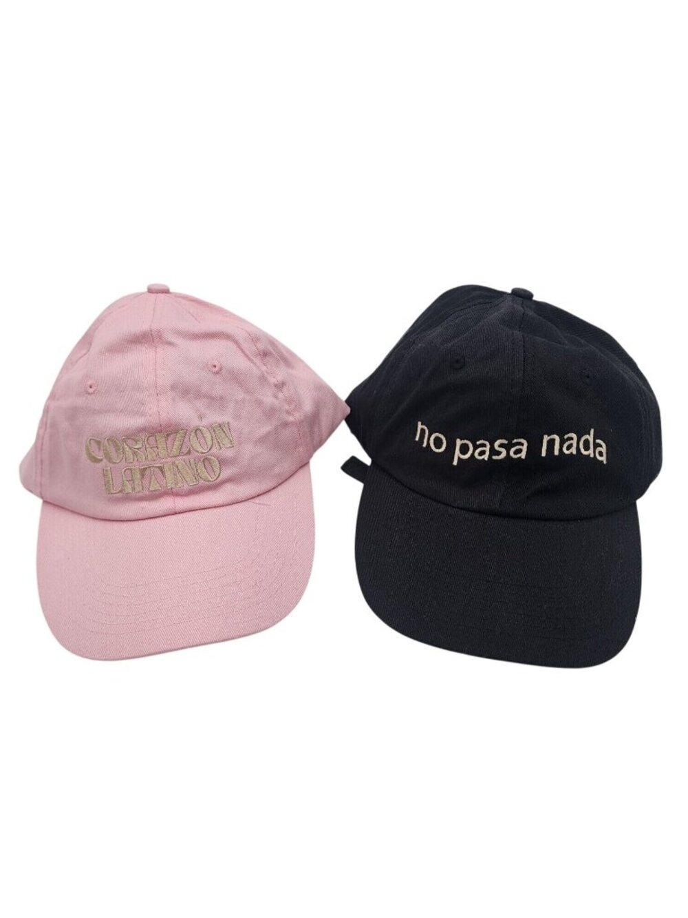 JZD No Pasa Nada & Corazón Latino Ballcaps Adjustable Mixed Lot of 2